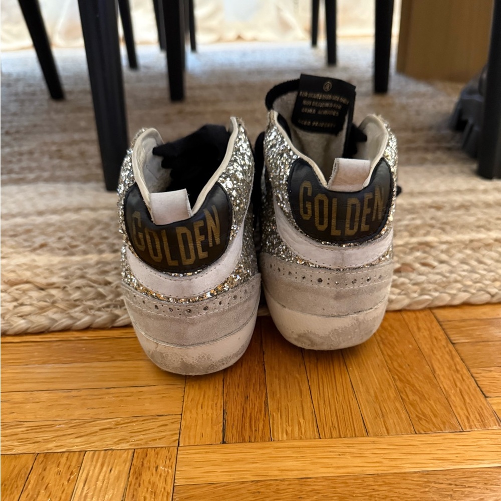 Golden Goose Silver & Black Mid Star Glitter Sneakers - Picture 5 of 8